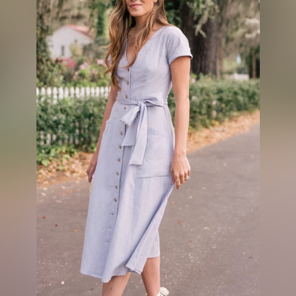 Gal Meets Glam Vanessa Linen Midi Dress